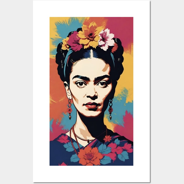 Frida's Radiant Reverie: Colorful Portrait Wall Art by FridaBubble